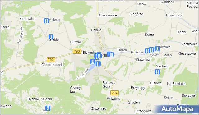 mapa Zarzecze gmina Pilica, Zarzecze gmina Pilica na mapie Targeo