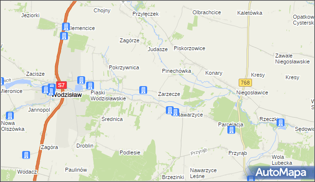 mapa Zarzecze gmina Wodzisław, Zarzecze gmina Wodzisław na mapie Targeo
