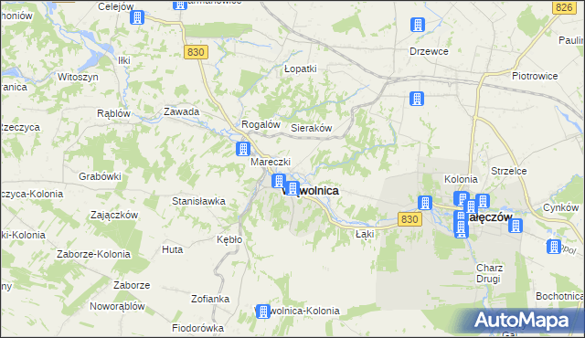 mapa Zarzeka gmina Wąwolnica, Zarzeka gmina Wąwolnica na mapie Targeo