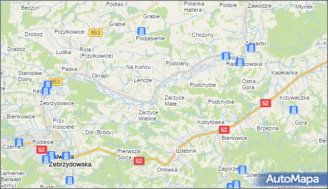 mapa Zarzyce Małe, Zarzyce Małe na mapie Targeo