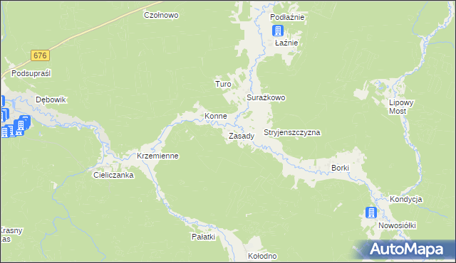 mapa Zasady gmina Gródek, Zasady gmina Gródek na mapie Targeo