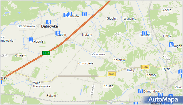 mapa Zaścienie, Zaścienie na mapie Targeo