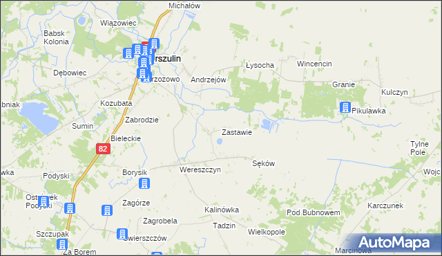 mapa Zastawie gmina Urszulin, Zastawie gmina Urszulin na mapie Targeo