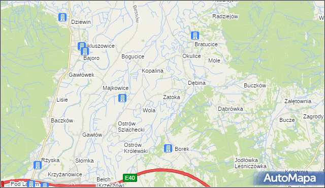 mapa Zatoka gmina Bochnia, Zatoka gmina Bochnia na mapie Targeo