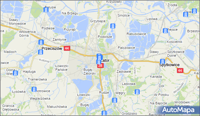 mapa Zator powiat oświęcimski, Zator powiat oświęcimski na mapie Targeo