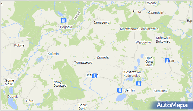 mapa Zawada gmina Zblewo, Zawada gmina Zblewo na mapie Targeo