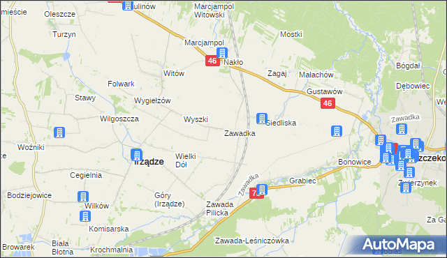 mapa Zawadka gmina Irządze, Zawadka gmina Irządze na mapie Targeo