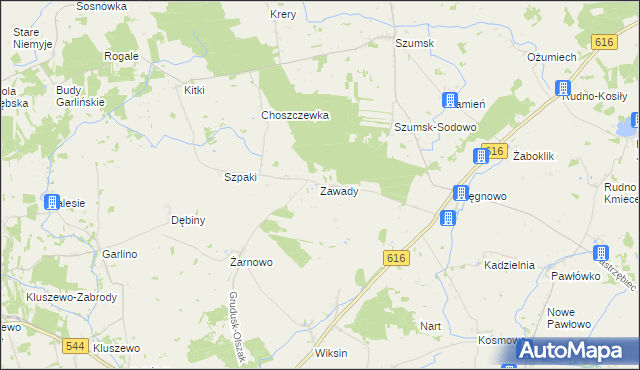 mapa Zawady gmina Dzierzgowo, Zawady gmina Dzierzgowo na mapie Targeo