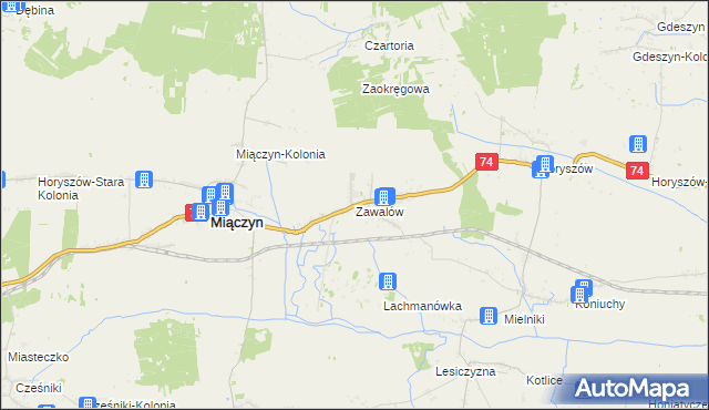 mapa Zawalów, Zawalów na mapie Targeo