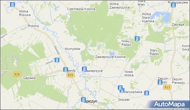 mapa Zawieprzyce-Kolonia, Zawieprzyce-Kolonia na mapie Targeo