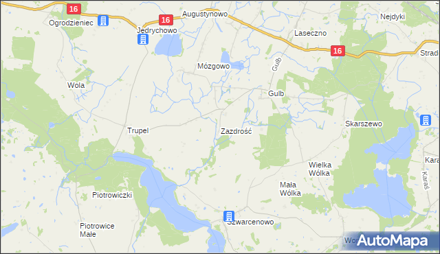 mapa Zazdrość gmina Iława, Zazdrość gmina Iława na mapie Targeo