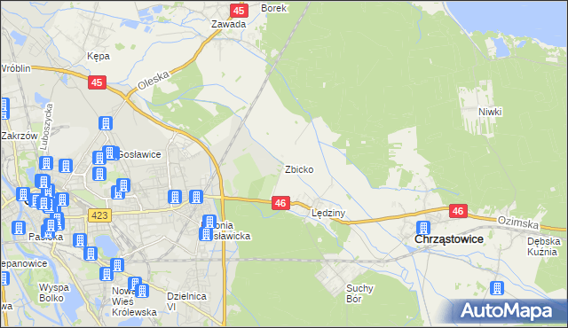 mapa Zbicko, Zbicko na mapie Targeo