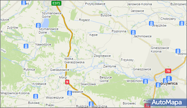 mapa Zbigniewice, Zbigniewice na mapie Targeo