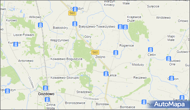 mapa Zbójno gmina Gozdowo, Zbójno gmina Gozdowo na mapie Targeo