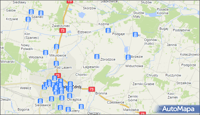 mapa Zbrodzice, Zbrodzice na mapie Targeo