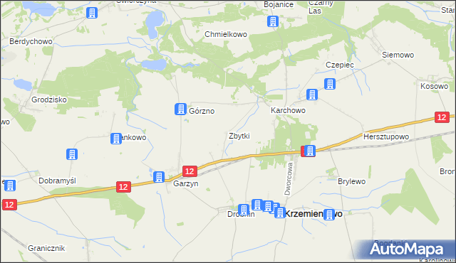 mapa Zbytki gmina Krzemieniewo, Zbytki gmina Krzemieniewo na mapie Targeo