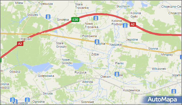mapa Żdżar gmina Kotuń, Żdżar gmina Kotuń na mapie Targeo