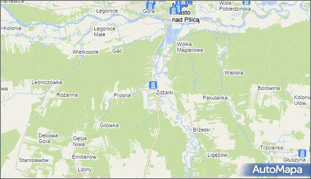mapa Żdżarki gmina Nowe Miasto nad Pilicą, Żdżarki gmina Nowe Miasto nad Pilicą na mapie Targeo