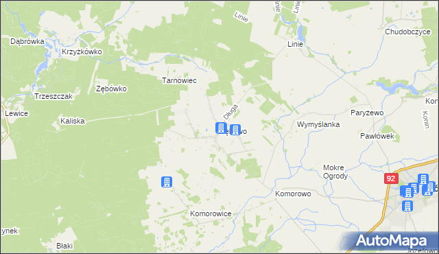 mapa Zębowo gmina Lwówek, Zębowo gmina Lwówek na mapie Targeo