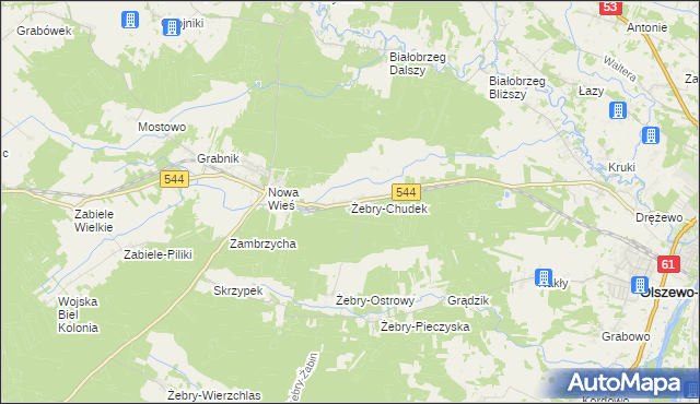 mapa Żebry-Chudek, Żebry-Chudek na mapie Targeo