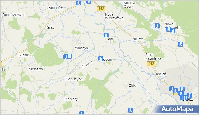 mapa Żegocin gmina Czermin, Żegocin gmina Czermin na mapie Targeo