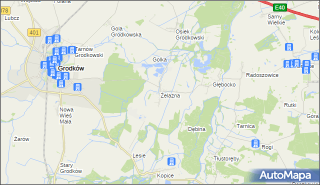mapa Żelazna gmina Grodków, Żelazna gmina Grodków na mapie Targeo
