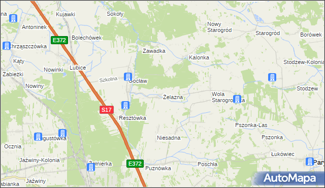 mapa Żelazna gmina Pilawa, Żelazna gmina Pilawa na mapie Targeo