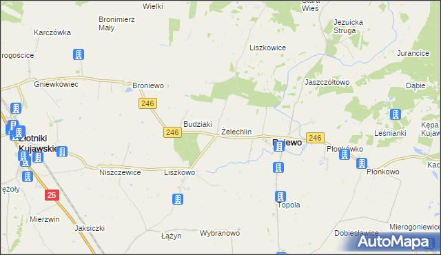 mapa Żelechlin gmina Rojewo, Żelechlin gmina Rojewo na mapie Targeo