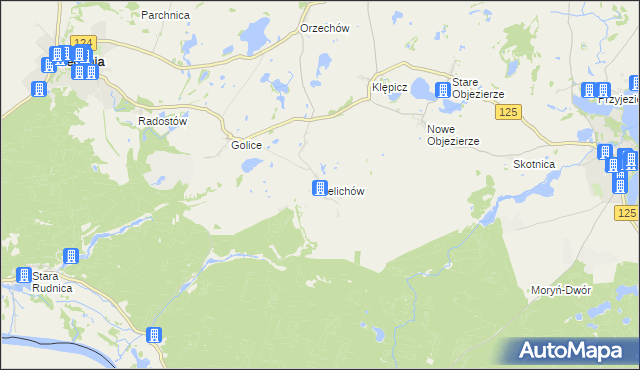 mapa Żelichów gmina Cedynia, Żelichów gmina Cedynia na mapie Targeo
