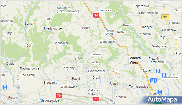mapa Zelków, Zelków na mapie Targeo