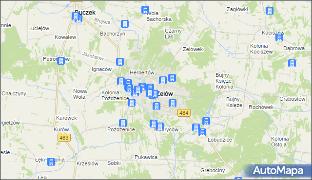 mapa Zelów, Zelów na mapie Targeo