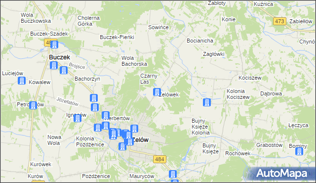 mapa Zelówek, Zelówek na mapie Targeo