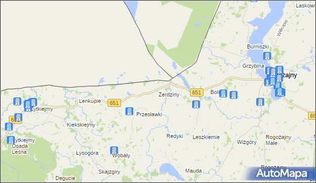 mapa Żerdziny gmina Dubeninki, Żerdziny gmina Dubeninki na mapie Targeo