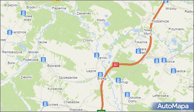 mapa Żerniki gmina Sobków, Żerniki gmina Sobków na mapie Targeo
