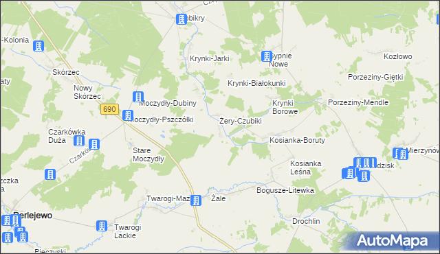 mapa Żery-Pilaki, Żery-Pilaki na mapie Targeo