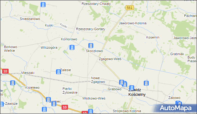 mapa Zgagowo-Wieś, Zgagowo-Wieś na mapie Targeo