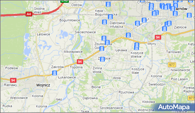 mapa Zgłobice, Zgłobice na mapie Targeo
