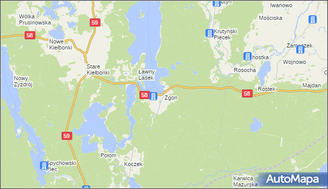 mapa Zgon, Zgon na mapie Targeo