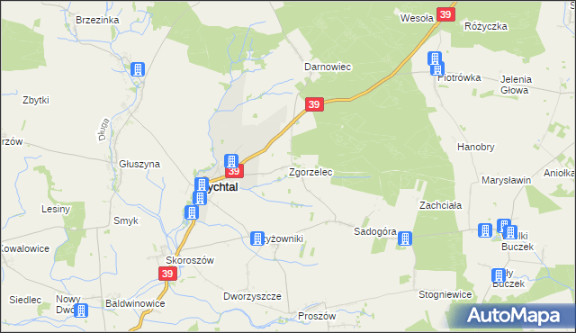 mapa Zgorzelec gmina Rychtal, Zgorzelec gmina Rychtal na mapie Targeo