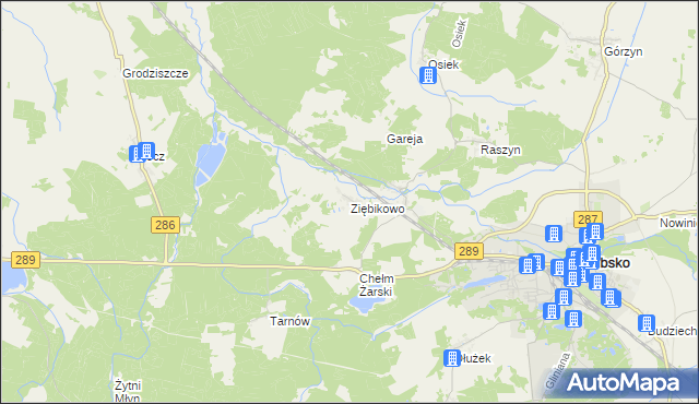 mapa Ziębikowo, Ziębikowo na mapie Targeo