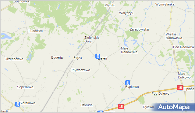 mapa Zieleń gmina Ryńsk, Zieleń gmina Ryńsk na mapie Targeo