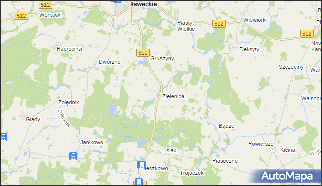 mapa Zielenica gmina Górowo Iławeckie, Zielenica gmina Górowo Iławeckie na mapie Targeo