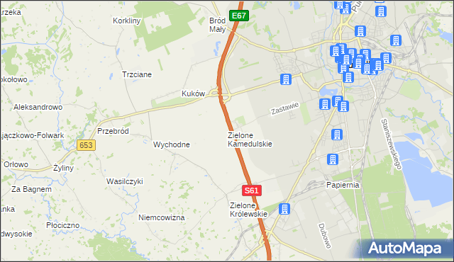 mapa Zielone Kamedulskie, Zielone Kamedulskie na mapie Targeo