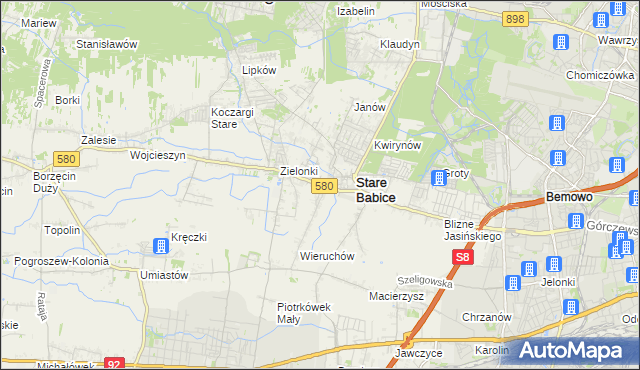 mapa Zielonki-Parcela, Zielonki-Parcela na mapie Targeo