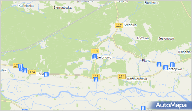 mapa Zielonowo gmina Wieleń, Zielonowo gmina Wieleń na mapie Targeo