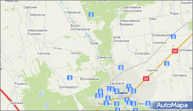 mapa Ziewanice, Ziewanice na mapie Targeo