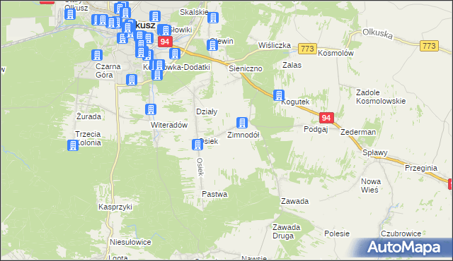 mapa Zimnodół, Zimnodół na mapie Targeo