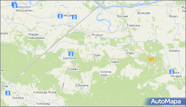 mapa Złotki gmina Sadowne, Złotki gmina Sadowne na mapie Targeo