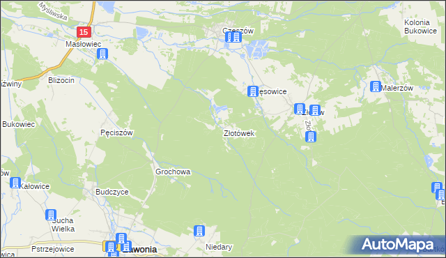 mapa Złotówek, Złotówek na mapie Targeo
