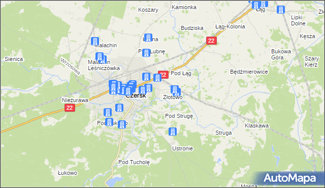 mapa Złotowo gmina Czersk, Złotowo gmina Czersk na mapie Targeo